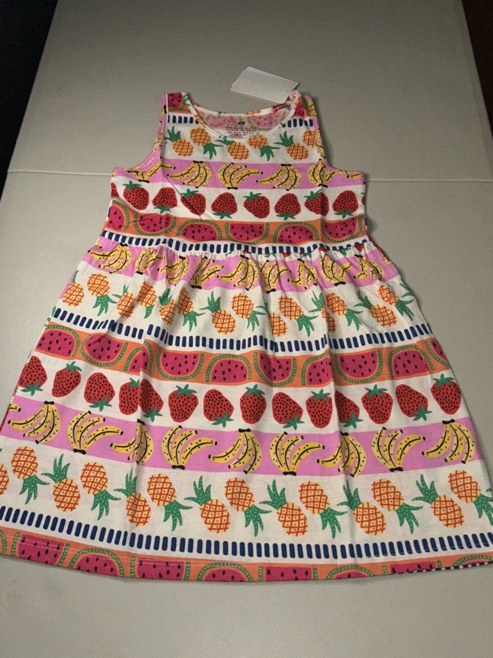 H&M Pink and White Fruit-Print Cotton Dress